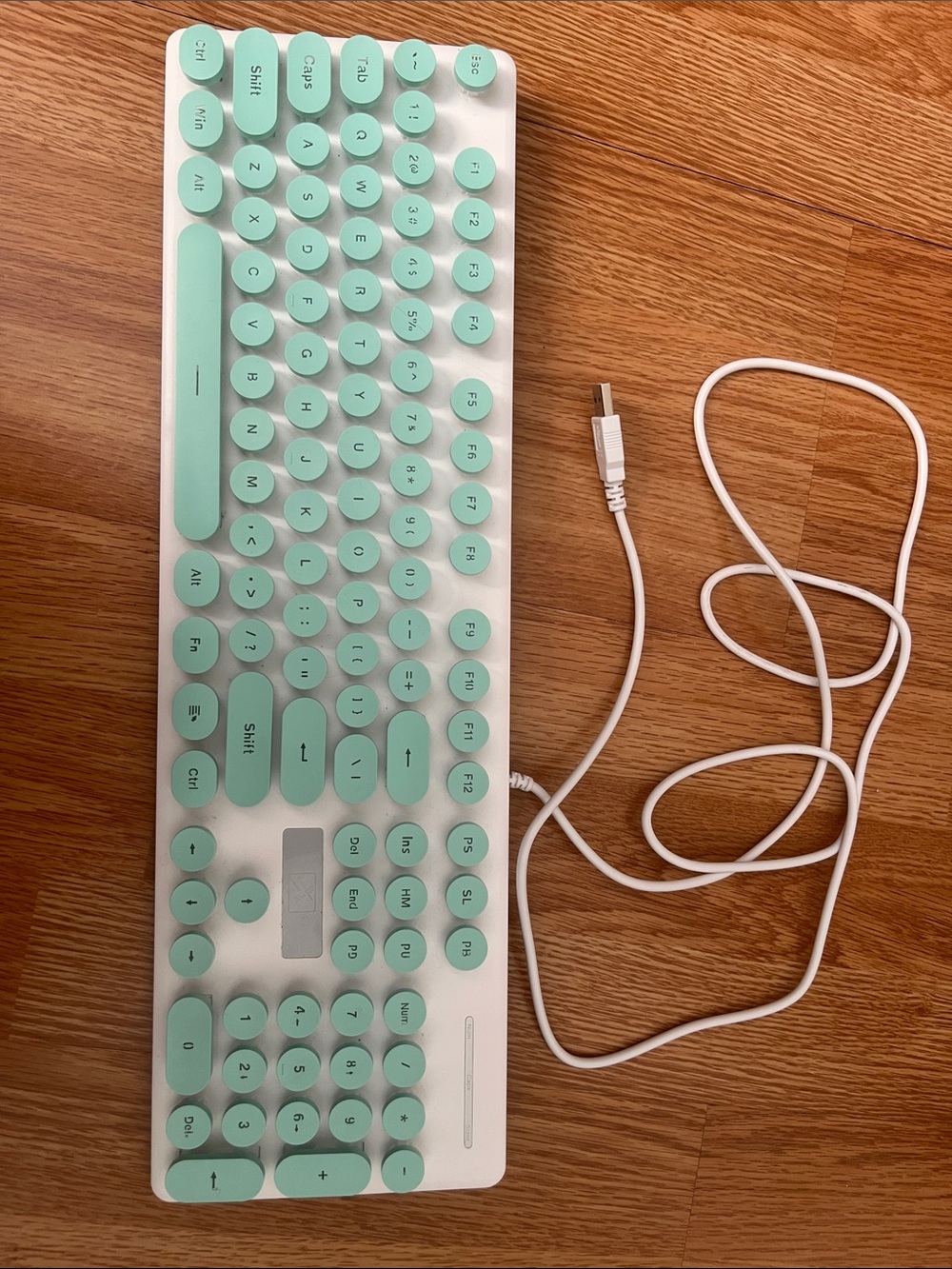 SURMEN Mint Green Retro White Lightning Round-Key Wired Keyboard
